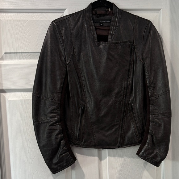 Wilsons Leather Asymmetrical Dark Brown Jacket - Picture 1 of 6